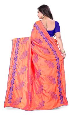 Pink Embroidered Silk Saree With Blouse 4