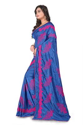 Purple Embroidered Silk Saree With Blouse 3