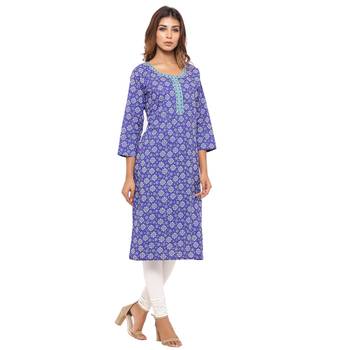 Purple printed cotton kurti 1
