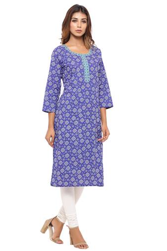 Purple printed cotton kurti