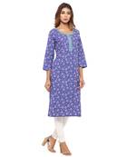 Purple printed cotton kurti