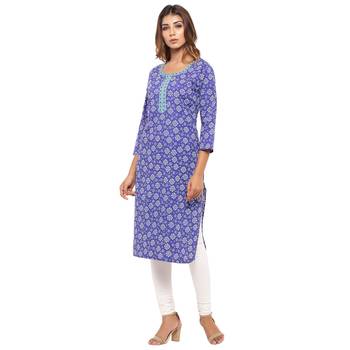 Purple printed cotton kurti 3