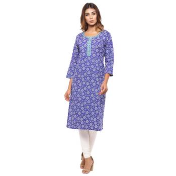 Purple printed cotton kurti 4
