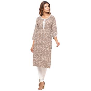 Brown printed cotton kurti 1