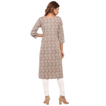 Brown printed cotton kurti 2