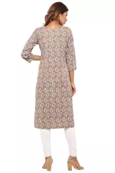 Brown printed cotton kurti
