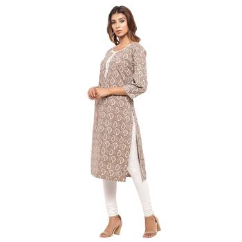 Brown printed cotton kurti 3