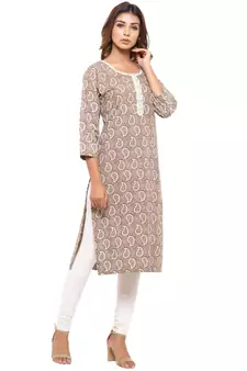 Brown printed cotton kurti
