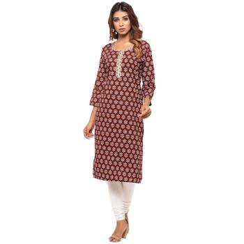 Maroon printed cotton kurti 1