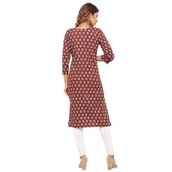 Maroon printed cotton kurti 2
