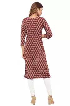 Maroon printed cotton kurti