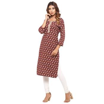 Maroon printed cotton kurti 3
