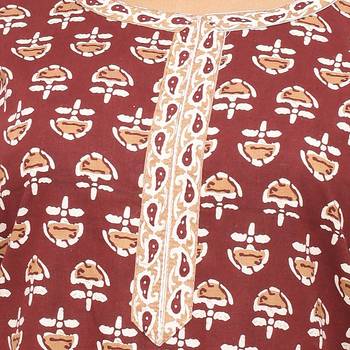 Maroon printed cotton kurti 5