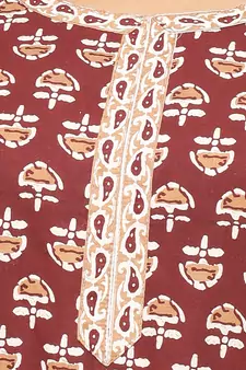 Maroon printed cotton kurti