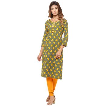 Green printed cotton kurti 1