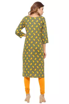 Green printed cotton kurti