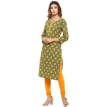 Green printed cotton kurti 3