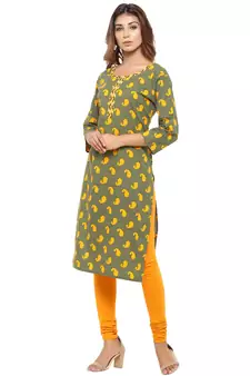 Green printed cotton kurti