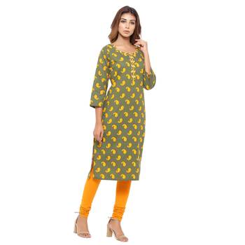 Green printed cotton kurti 4