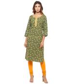 Green printed cotton kurti