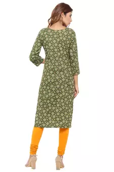 Green printed cotton kurti