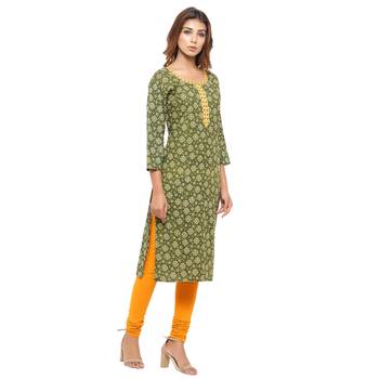 Green printed cotton kurti 4