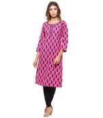 Pink printed cotton kurti