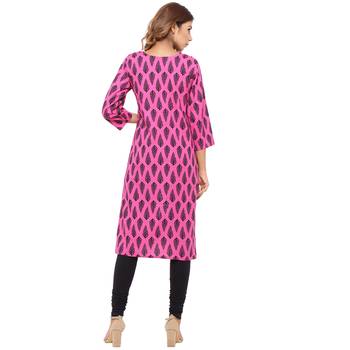 Pink printed cotton kurti 2