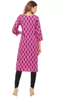 Pink printed cotton kurti