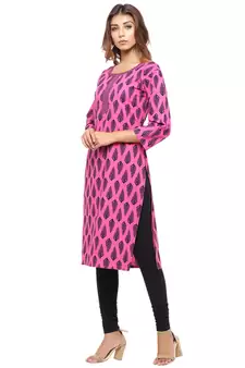 Pink printed cotton kurti