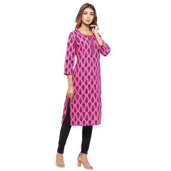Pink printed cotton kurti 4