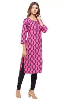 Pink printed cotton kurti