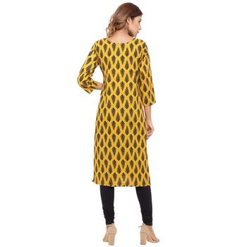 Yellow printed cotton kurti 2