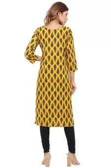 Yellow printed cotton kurti