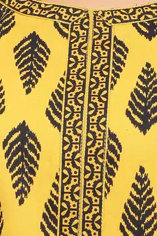 Yellow printed cotton kurti