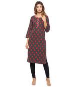 Black printed cotton kurti