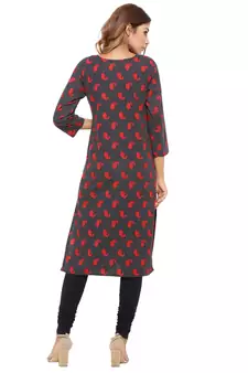 Black printed cotton kurti
