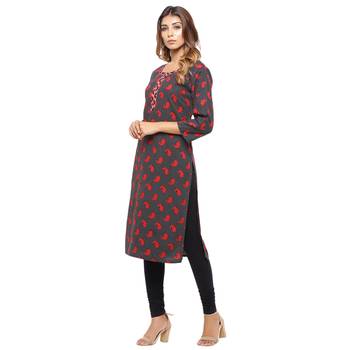 Black printed cotton kurti 3