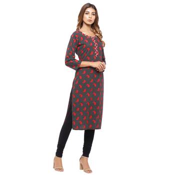 Black printed cotton kurti 4