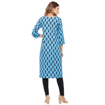 Blue printed cotton kurti 2