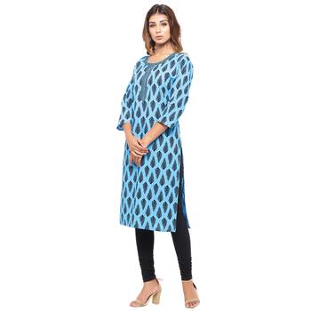 Blue printed cotton kurti 3