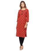 Red printed cotton kurti