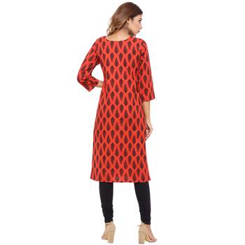 Red printed cotton kurti 2