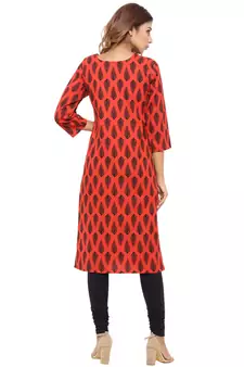 Red printed cotton kurti