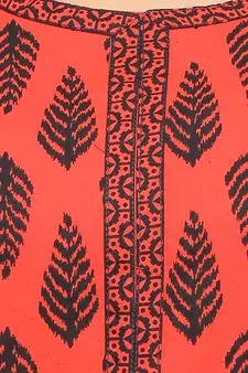 Red printed cotton kurti