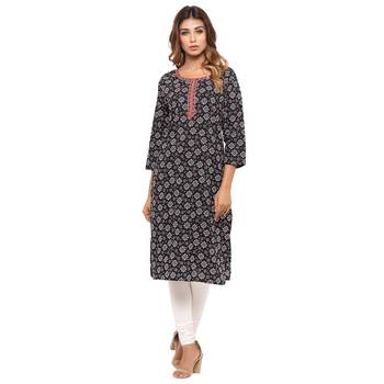 Black printed cotton kurti 1