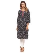 Black printed cotton kurti