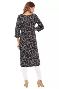 Black printed cotton kurti
