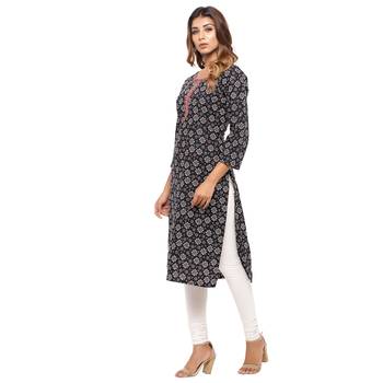Black printed cotton kurti 3