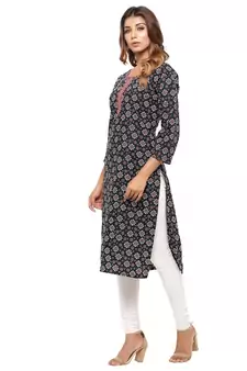 Black printed cotton kurti